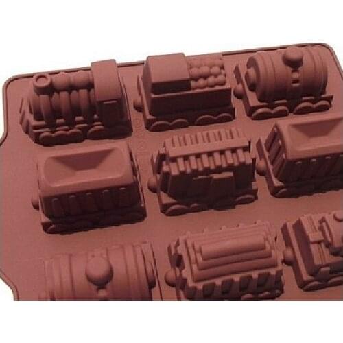 9 Cavities Train Molds Silicone Baking Cake Mold Chocalate Mold Train Design Handmade Soap Moulds