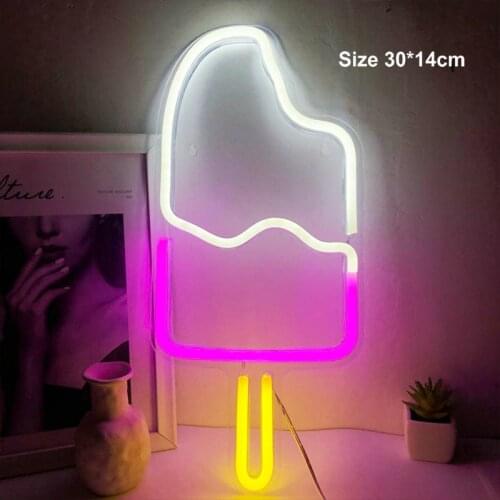 USB powered LED Neon Light Sign summer Beer Ice cream Bar Neon Wall Lights Room Party Decor Kids Birthday gift