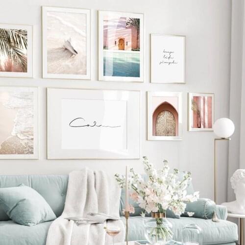 Trendy Morocco Door Swimming Pool Beach Landscape Posters Canvas Painting Wall Art Print Picture Living Room Interior Home Decor