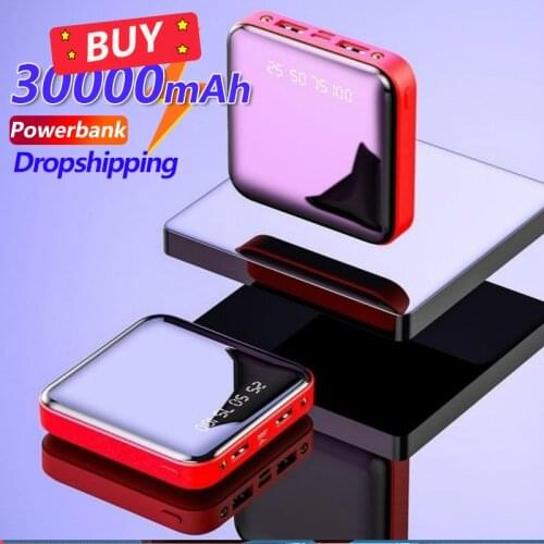 Mini Power Bank 30000mAh Portable Charger with LED Light LCD Digital Display Fast Charging External Battery for Samsung Xiaomi