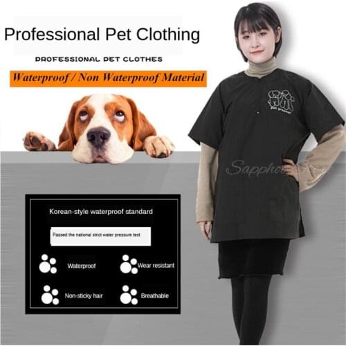 Waterproof Pet Beautician Work Clothes Apron For Dog Hairdressing Grooming Pet Store Beauty Robe Dress Dog Accessories G0109