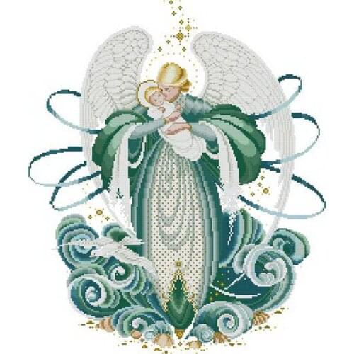Top Quality beautiful lovely counted cross stitch kit angel of the sea, angel mother and son, fairy mother child