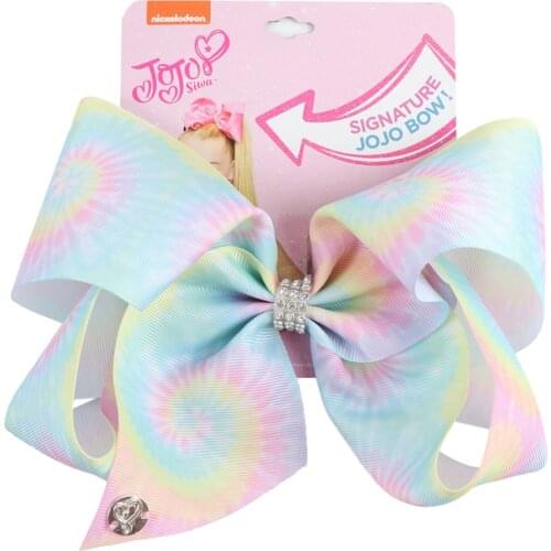 8" Large Printed Hair Bow For Girls Rainbow Handmade Jumbo Knot Hair Clips Boutique Children Hair Accessories