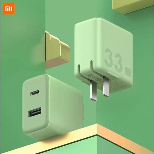 Xiaomi Mijia Youpin Zimi 33W Fast Charger 1A1C Dual Port Matcha Green Foldable pins