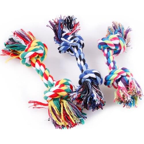 1pcs Pet Dog Pet Supplies Pet Dog Puppy Cotton Chew Knot Durable Toy Braided Bone Funny Tool (random color)