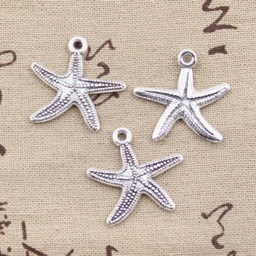 12pcs Charms Marine Starfish 25x26mm Antique Silver Color Pendants DIY Crafts Making Findings Handmade Tibetan Jewelry