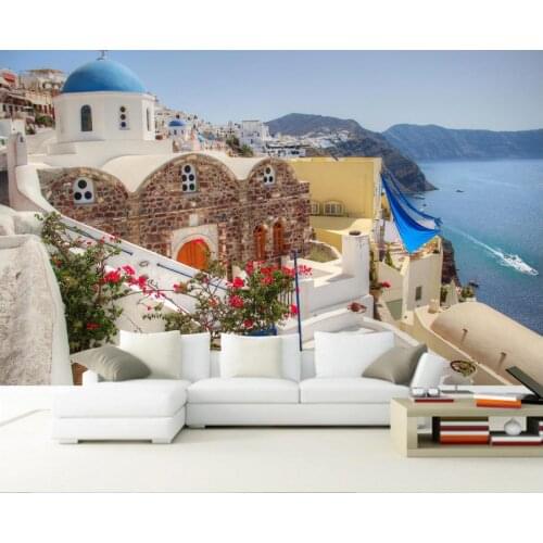 3d wall murals wallpaper Home Decoration Mediterranean Aegean Sea view TV wall decoration painting wall paper