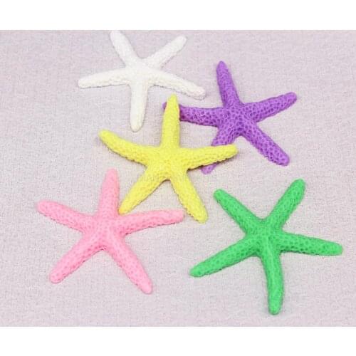 60pcs large 55mm holographic Starfish Resin Cabochon mix colors