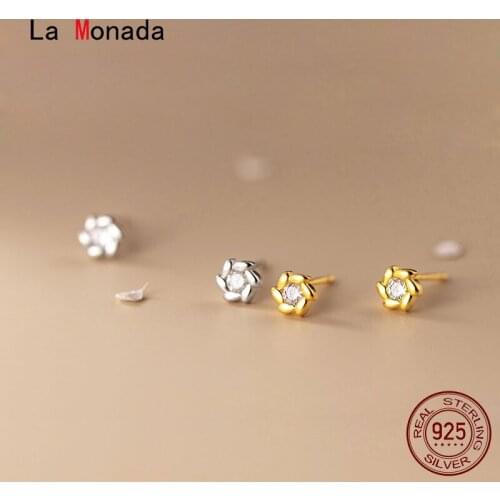 La Monada 925 Silver Earrings For Women Flower Stud Earrings 925 Sterling Silver Small Korean Silver Earrings 925 Silver