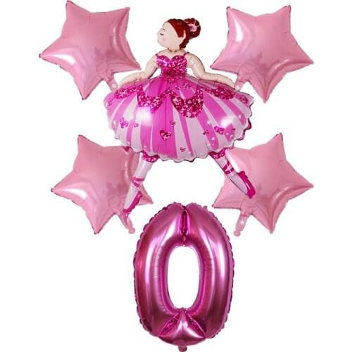 6Pcs Dancing Girl Balloons Wedding Ballerina Foil Balloon Children Happy Birthday Party Decoration Baby Shower Party supplies
