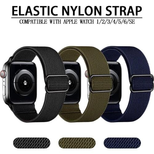 Nylon strap For Apple watch 40mm 38mm 42mm 44mm Sport Loop Band smartwatch belt Correa apple watch SE 3 4 5 6 Elastic Bracelet