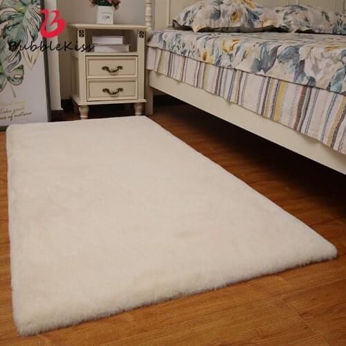 Bubble Kiss Faux Rabbit Fur Fluffy Rugs Soft Wool Hairy Carpet Home Living Room Rugs For Bedroom Decor Bedside Thicker Floor Rug