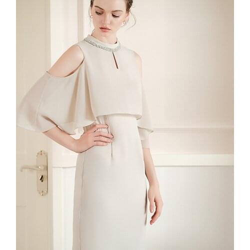 Luxury Diamonds Ruffles Patchwork Women Dresses Office Work Formal Good Quality Lady Straight Dress For Party