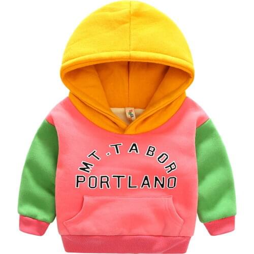 2019 Winter Kids Plus velvet coat Thick cotton Fashion Boy girl sweatshirts hoodies Warm Cashmere baby toddle clothes letters