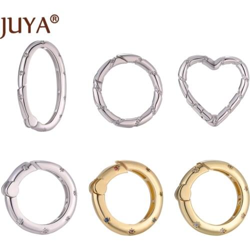 DIY Simplicity Silver Gold Press Clasps For Jewelry Making Copper Inlaid Cubic Zirconia Clasp Handmade Necklace Accessories