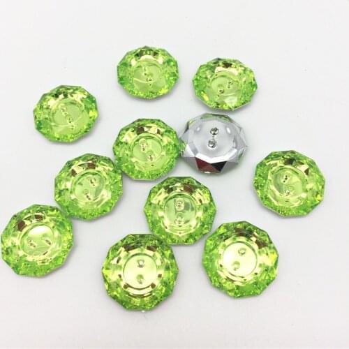 100pcs 18mm Transparent Green Acrylic Round Buttons Sliver Shiny 2 Holes Button Embellishments Scrapbooking Cardmaking