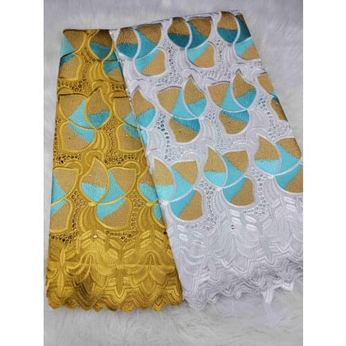 2.5+2.5yards Hot Selling African 100%Cotton Lace Fabrics 2021 High Quality Lace French Swiss voile Pure Cotton Lace Dubai Fabric