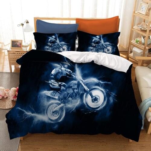 Hot New 3Pcs Cool Motorcycle Bedding Set Duvet Cover Set Pillowcase Comfortable Bedding Sets for Kids Gifts Bedclothes Bed Linen