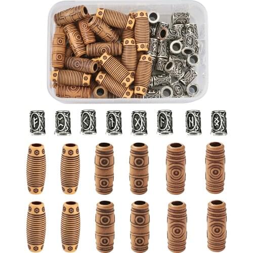 54pcs/box Vintage Alloy Column Bead and Resin Beads for DIY Jewelry Necklaces Bracelets Making Spacer Bead