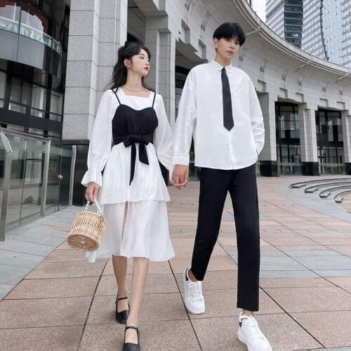 【 789】2021 new couples ladies style dress shirt couples clothes couples clothing