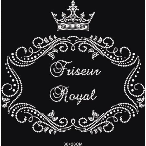 2pc/lot Big Crown hot fix rhinestone transfer motifs iron on crystal transfers design applique patches