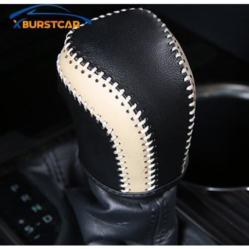 Xburstcar Car Gear Collars AT Leather Interior Gear Shift Knob Head Cover for Toyota Camry 70 Corolla 2019 2020 2021 Accessories