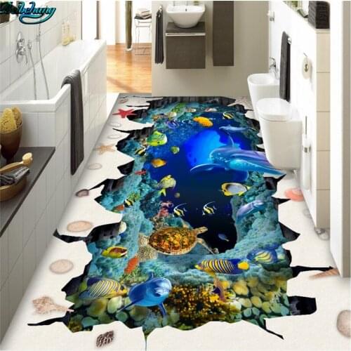 Beibehang Large Custom Flooring Underwater World 3D 3D Painting Flooring Street Park Decorative Painting
