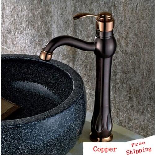 Bathroom Oil Rubbed Bronze wash basin faucets, Copper basin faucet mixer hot and cold, Antique ORB sink basin faucet water tap
