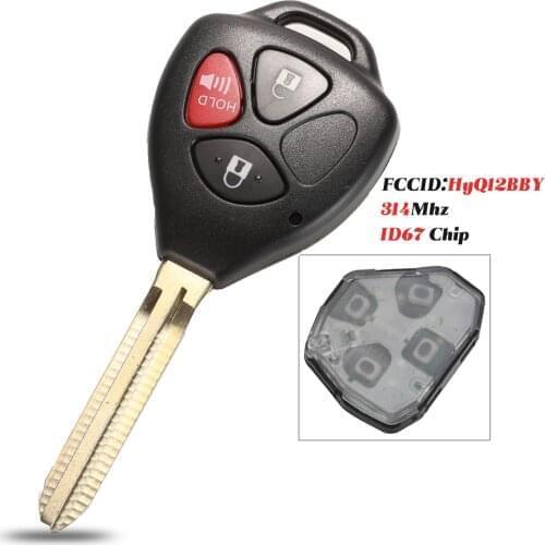 Jingyuqin Car Key Blank Case 2+1 Buttons Remote Key Shell Housing Replacement Fit For Toyota Camry Toy43