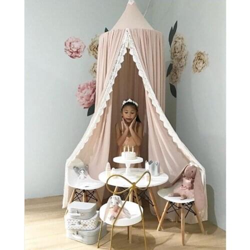 Baby Canopy Round Hung Dome Mosquito Net Kids Play House Tents Summer chiffon lace Bed curtain Valance Child Room Decoration