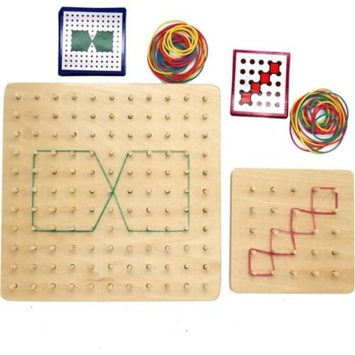 Geometry Early Learning Boards Graphics Educational Toy Geometric Nail Strip Card Wooden Geometric Nail Board For Kids Children