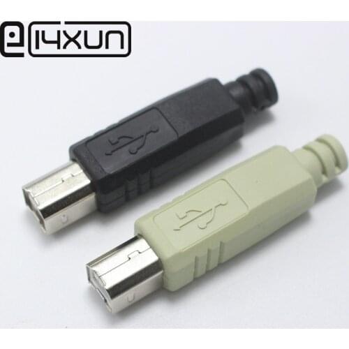 EClyxun 1Pcs DIY USB 2.0 Type B 2 Pin Male Printer Port Assembly Adapter Connector Plug Socket Solder Plastic Shell 4 in 1