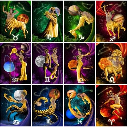 HUACAN Full Square/Round Diamond Painting Landscape Portrait 5D DIY Diamond Embroidery Sale Constellation Mosaic Home Decor