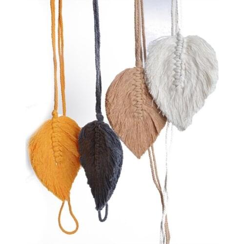 Macrame Wall Hanging Leaf Feather Boho Decor Cotton Cord Tapestry Toy Room Tassels Decor Home Decor Tapisserie