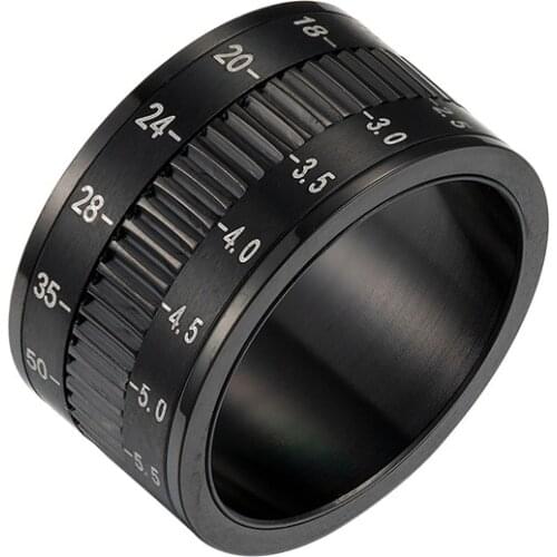 12 mm Titanium Steel Rotating Camera Lens Ring Mens Ring
