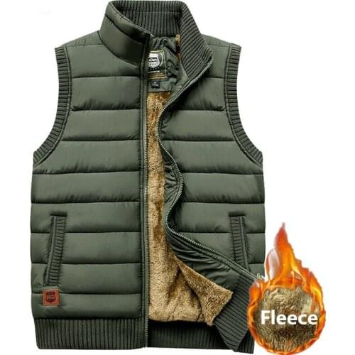 Mens Casual Vest Autumn Winter Thick Warm Sleeveless Jacket Cotton-Padded Army Military Fleece Coat Plus Size 5XL Waistcoat