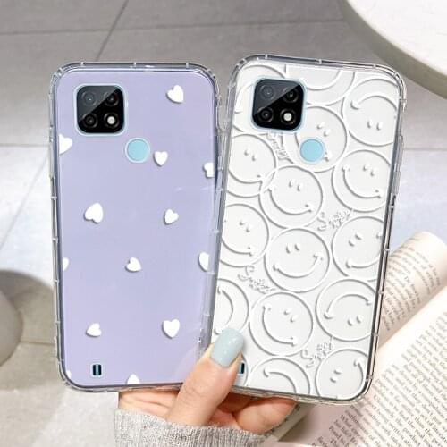 Cute Smiley Phone Case For Realme 8 7 Pro C21 C11 C12 C15 C20 C11 V13 5G 5S 5i 6i 7i Clear TPU Cover OPPO Reno 4 5 Lite 4F 5F 5Z