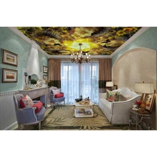 Custom 3d wallpaper for ceiling Beautiful golden butterfl 3d mural wallpaper ceiling Living Room Kitchen Bedroom photo wallpaper