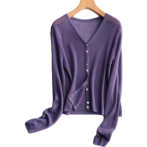 New Spring Autumn Womens Sweaters Sun Protection Clothing Solid Female Knitted Coats Loose Lady Cardigans Jackets Outerwear