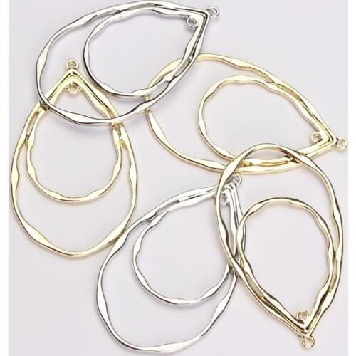 Zinc Alloy Gold Silver Multideck Hollow Water Drop Charms Linker Connector 6pcs/lot 48*28mm For DIY Jewelry Earrings Accessories