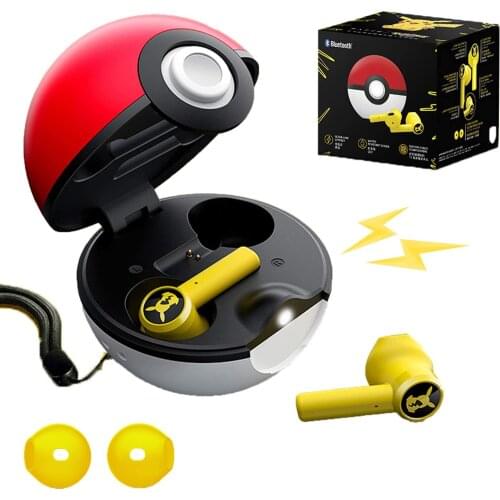 Portable Bluetooth headphones - Mini Pikachu Bluetooth 5.0 In-Ear Earbuds Touch Control, Pokeball Charging Compartment Design