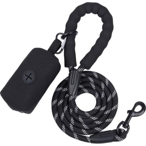 Dog Lead Leash With Poop Bags Dispenser Holder Walking Leash For Large Big Small Dogs Pet Accessories French Bulldog Supplies