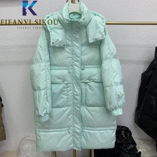 Hooded Down Jackets Women High Quality Long Parkas Big Pocket Fashion Thick Warm Loose Cotton Coat Female Casual Winter Jacket