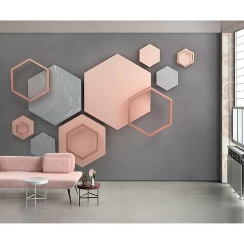 Hexagon Wallpaper Mural Abstract Geometric Wall Papers for Bedroom Contact Paper Hexagonal Mosaic Wallpaper Wall Murals