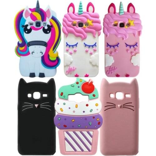 Cute 3D Unicorn Cat Soft Silicone Capa Case For Samsung Galaxy J1 (2016) J120 J120F J1 2016 SM-J120F Cartoon Funda Phone Cases