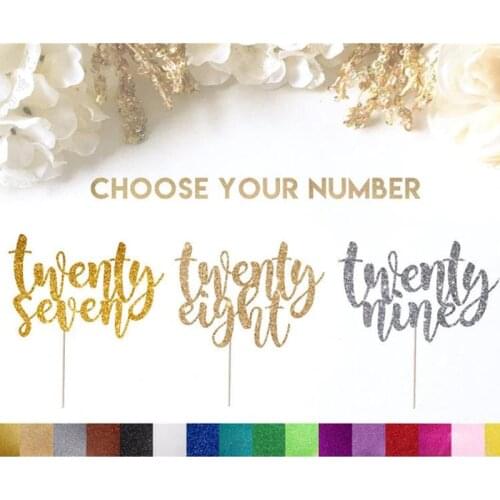 Custom Twenty Seven Cake Topper, Twenty Eight glitter Cake Topper, Twenty Nine Topper Birthday Decor milestones birthday