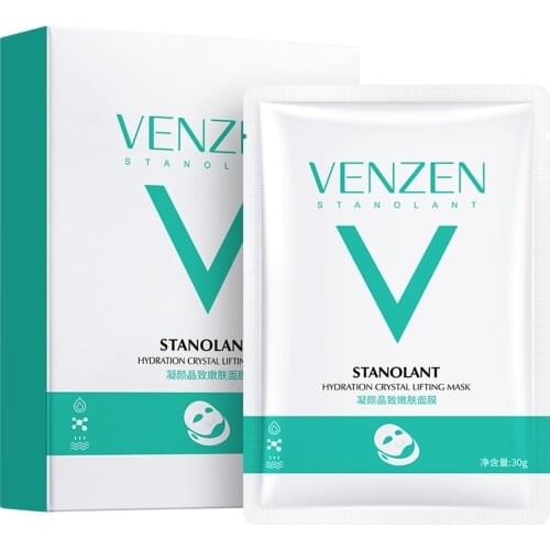VENZEN 10Pcs Reduce Double Chin Lift Up V Line Lifting Mask V Shaped Slimming Firming Facial Mask