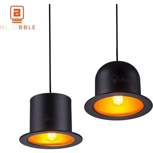 BLUBBLE Vintage Gentleman Hats Pendant Lights Originality 110v 220v E27 Pendant Lamp Aluminum Max 60W LED Bulbs Hanglamp