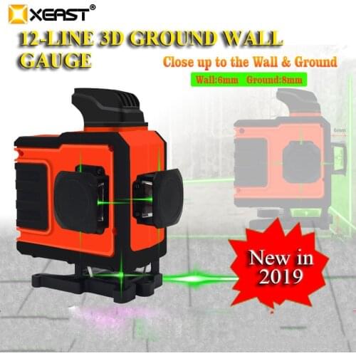 XEAST XE-62G 3D high precision green beam 12 lines laser level Automatic Self Leveling 360 Vertical&Horizontal stick wall