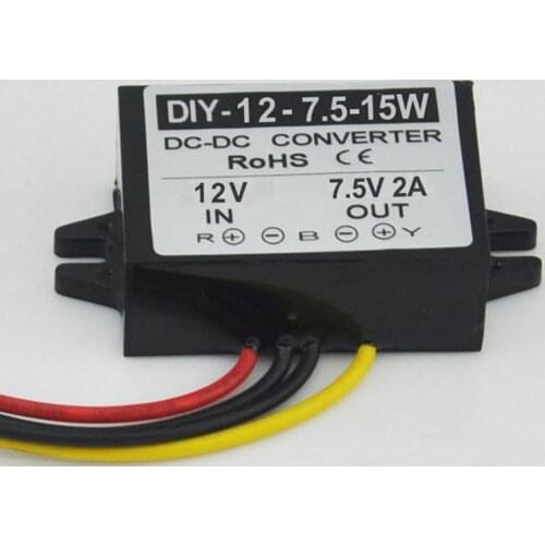 12V(9V-22V) Step Down 7.5V 2A 15W DC-DC Converter Module DC Buck Converter Car Power Adapter Voltage Regulator Waterproof
